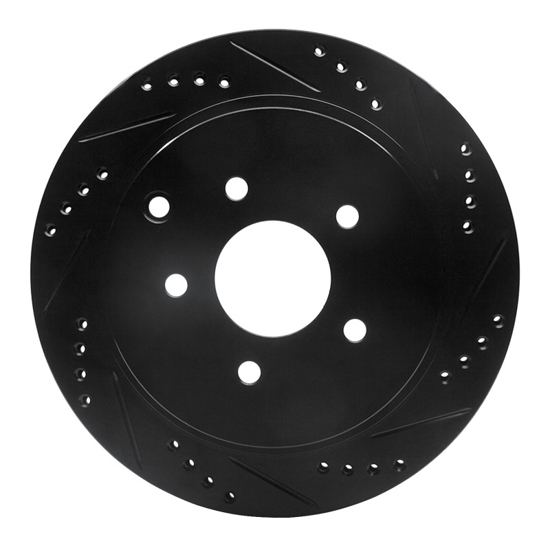 Infiniti FX37 Brake Rotor (1) - Rear Right - R1 Concepts - Drilled & Slotted - Black - `03-`24